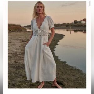 Free People Cream Lace Midi Dress